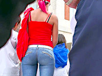 Man, what a butt! It's absolutely perfect, and it's great that the chick's wearing those denim hot pants that show it off.